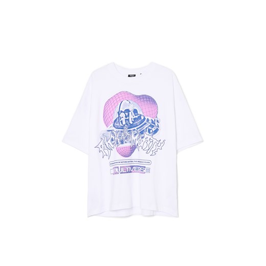 Cropp - Biały T-shirt Rick i Morty - biały Cropp M okazja Cropp