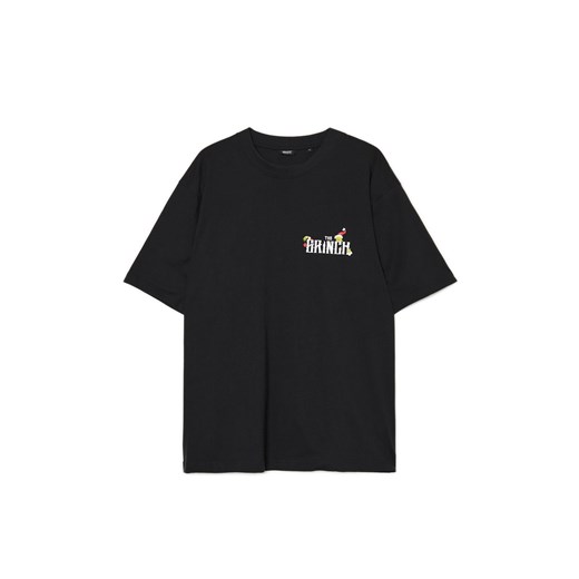 Cropp - Świąteczna czarna koszulka z Grinchem - czarny Cropp L okazja Cropp