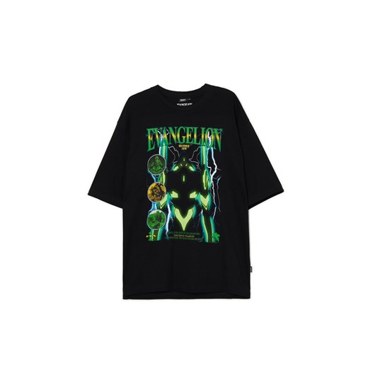 Cropp - Czarna koszulka z Neon Genesis Evangelion UNISEX - czarny ze sklepu Cropp w kategorii T-shirty męskie - zdjęcie 176578352