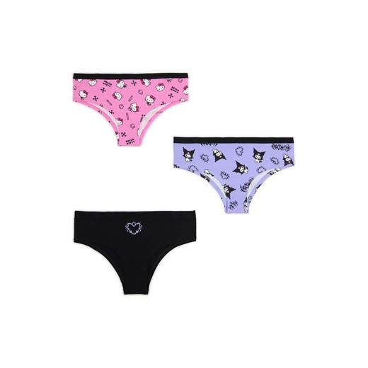 Cropp - 3 pack majtek hipster Hello Kitty i Kuromi - wielobarwny Cropp S Cropp