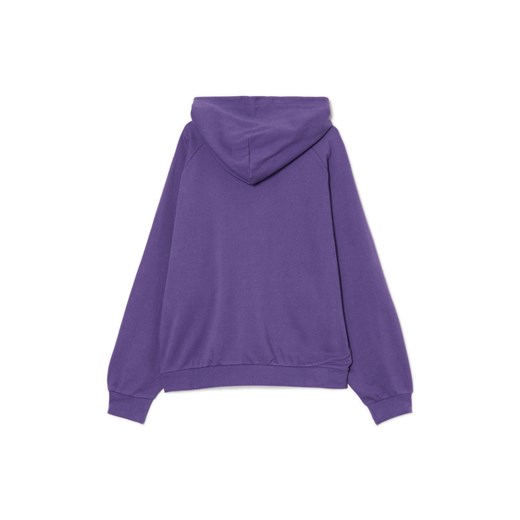 Cropp - Fioletowa bluza z kapturem i nadrukami - fioletowy Cropp S Cropp