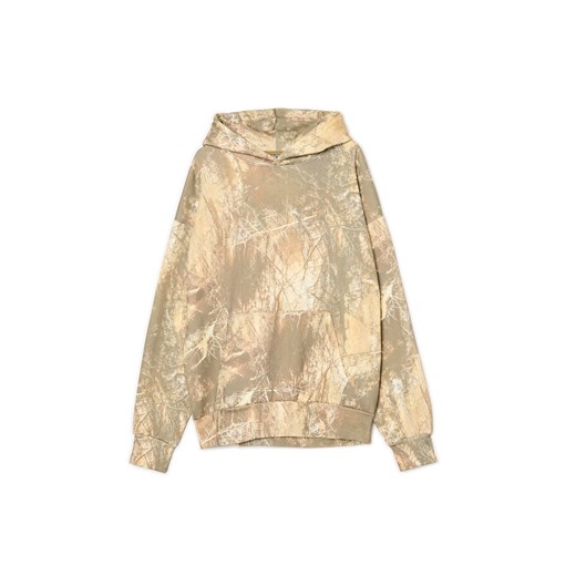 Cropp - Beżowa wzorzysta bluza z kapturem UNISEX - beżowy ze sklepu Cropp w kategorii Bluzy męskie - zdjęcie 176579481