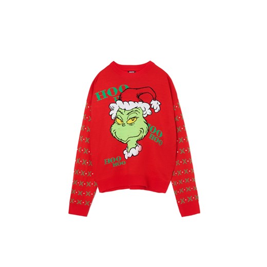 Cropp - Czerwony sweter świąteczny Grinch - czerwony Cropp S okazyjna cena Cropp