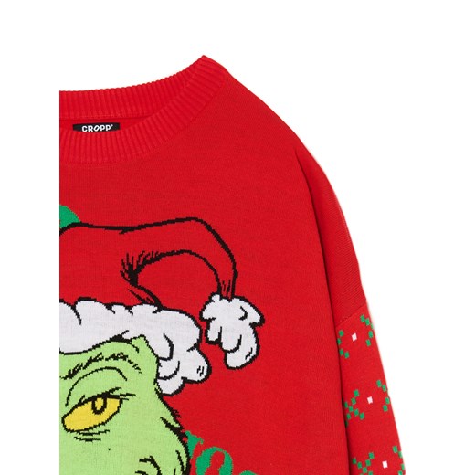 Cropp - Czerwony sweter świąteczny Grinch - czerwony Cropp L okazyjna cena Cropp