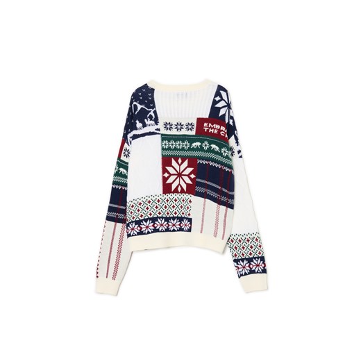 Cropp - Sweter z zimowym motywem - kremowy Cropp S Cropp