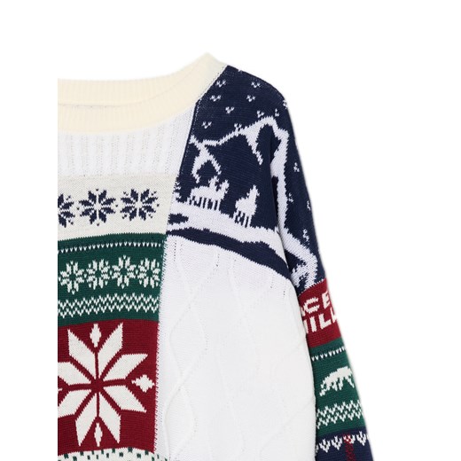 Cropp - Sweter z zimowym motywem - kremowy Cropp M Cropp