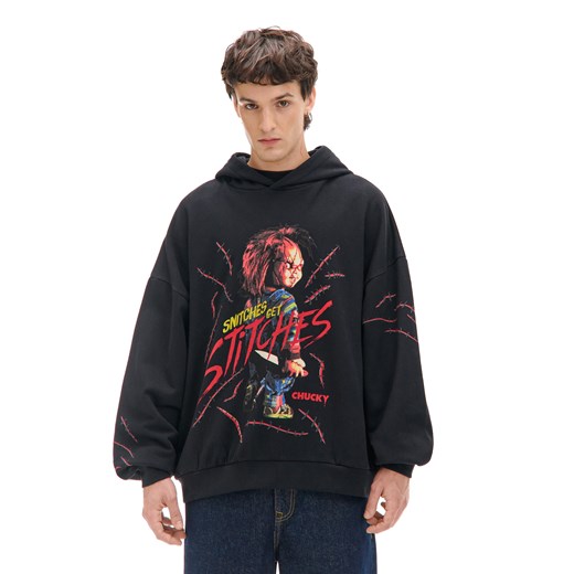 Cropp - Czarna bluza hoddie z Laleczką Chucky UNISEX - czarny ze sklepu Cropp w kategorii Bluzy męskie - zdjęcie 176579671