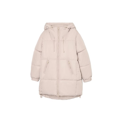 Cropp - Beżowy pikowany płaszcz z kapturem - beżowy Cropp XL okazja Cropp