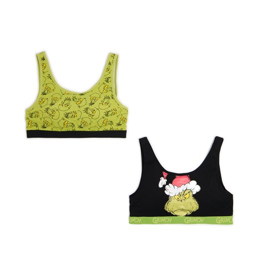 Cropp - 2 pack świątecznych staników z Grinchem - zielony Cropp S promocyjna cena Cropp