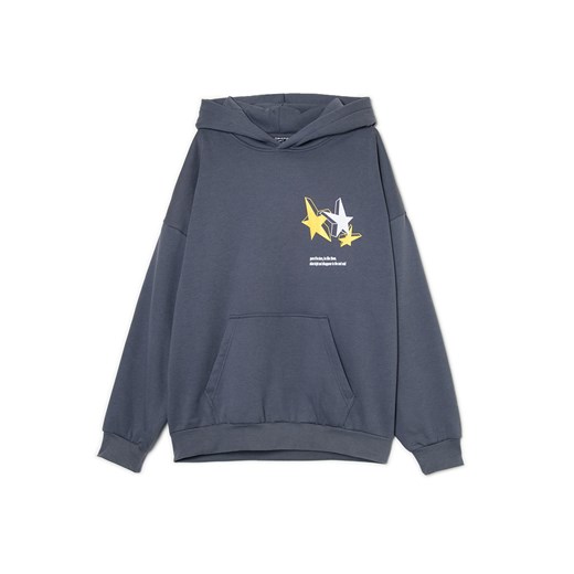 Cropp - Bluza hoodie z motywem gwiazd - szary Cropp L Cropp