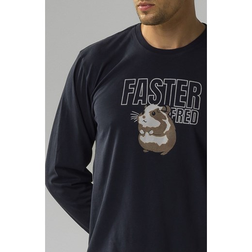 Piżama męska na długi rękaw NMP-376-GRANATOWY, Kolor granatowy, Rozmiar S, L Primodo