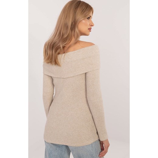 Sweter z odkrytymi ramionami beżowy DHJ-SW-A2449.33, Kolor beżowy, Rozmiar uniwersalny, ITALY MODA ze sklepu Primodo w kategorii Swetry damskie - zdjęcie 176582931