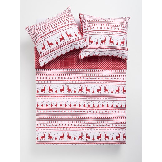 Sinsay - Flanelowy komplet pościeli ze świątecznym wzorem - biały Sinsay One Size Sinsay