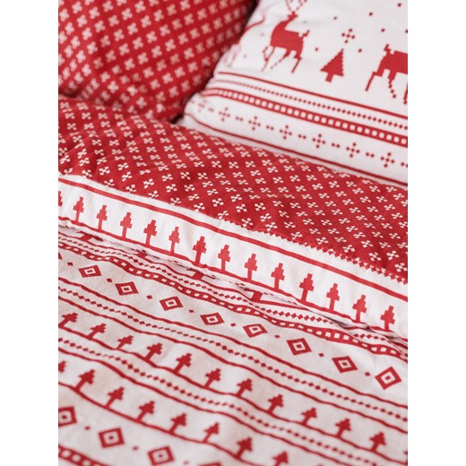Sinsay - Flanelowy komplet pościeli ze świątecznym wzorem - biały Sinsay One Size Sinsay