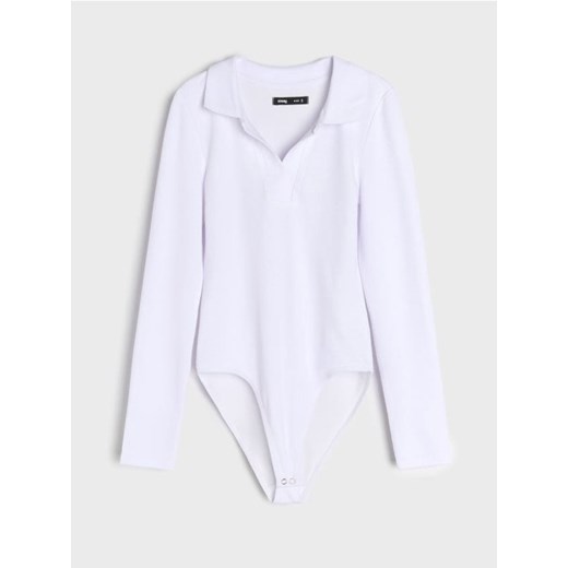 Sinsay - Body z długim rękawem i kołnierzykiem - biały Sinsay XL Sinsay