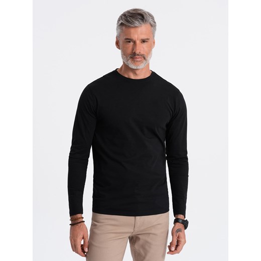 Longsleeve męski BASIC z okrągłym dekoltem - czarny V1 OM-LSBL-0106 ze sklepu ombre w kategorii T-shirty męskie - zdjęcie 176595153