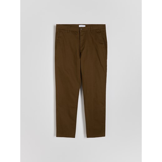 Reserved - Bawełniane spodnie chino slim - brązowy Reserved 36 Reserved