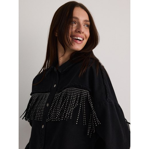 Reserved - Kurtka jeansowa z frędzlami - czarny Reserved M Reserved