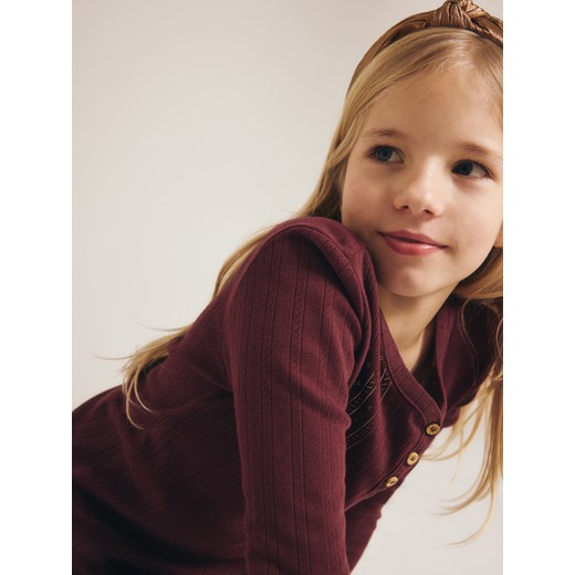 Reserved - Koszulka z guzikami przy dekolcie - bordowy Reserved 116 (5-6 lat) Reserved