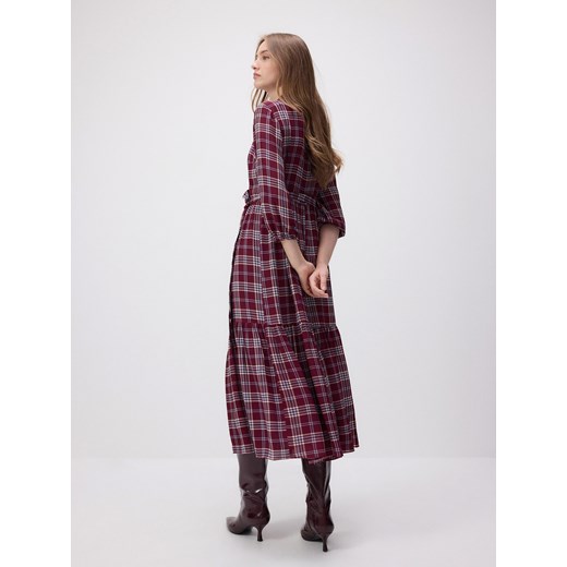 Reserved - Koszulowa sukienka maxi z wiskozy - ciemnozielony Reserved XL Reserved