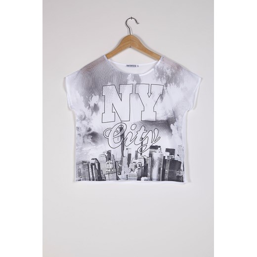 Georgette t-shirt with city print terranova szary nadruki