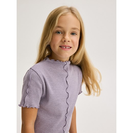 Reserved - Bawełniany t-shirt z przeszyciami - lawendowy Reserved 116 (5-6 lat) Reserved