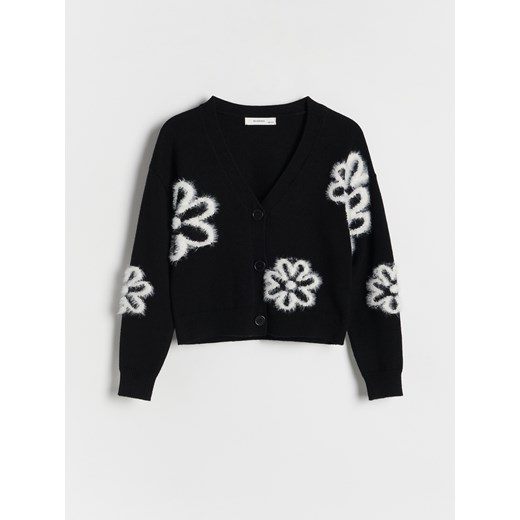 Reserved - Kardigan w kwiaty - czarny ze sklepu Reserved w kategorii Swetry dziewczęce - zdjęcie 176600451