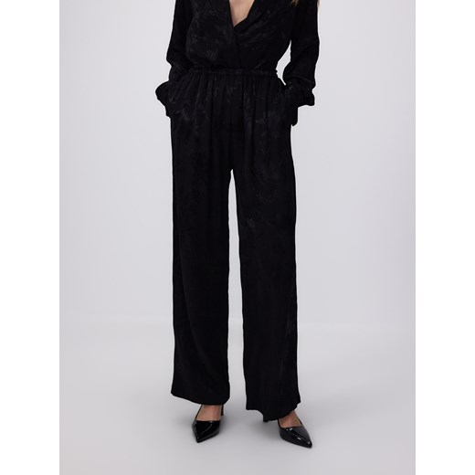 Reserved - Wzorzyste spodnie z wiskozy - czarny ze sklepu Reserved w kategorii Spodnie damskie - zdjęcie 176600493