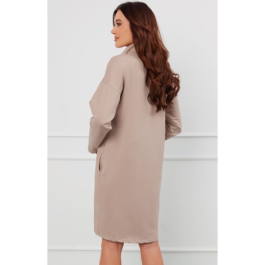 Szlafrok damski na suwak z długi rękawem beżowy Graf, Kolor beżowy, Rozmiar S, Italian Fashion ze sklepu Intymna w kategorii Szlafroki damskie - zdjęcie 176602892