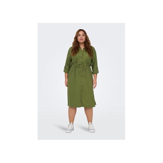 ONLY Carmakoma Sukienka koszulowa 15281039 Zielony Relaxed Fit 46 MODIVO