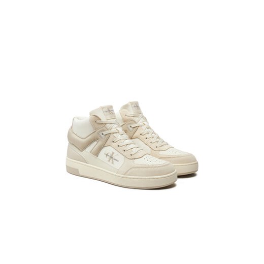 Calvin Klein Jeans Sneakersy Basket Cup Mid Laceup Lth Ml Mtr YM0YM00995 Beżowy 41 MODIVO