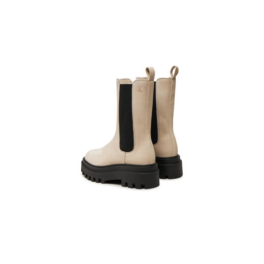 Calvin Klein Jeans Sztyblety Flatform Chelsea Boot Mg Nb YW0YW01684 Beżowy 36 MODIVO