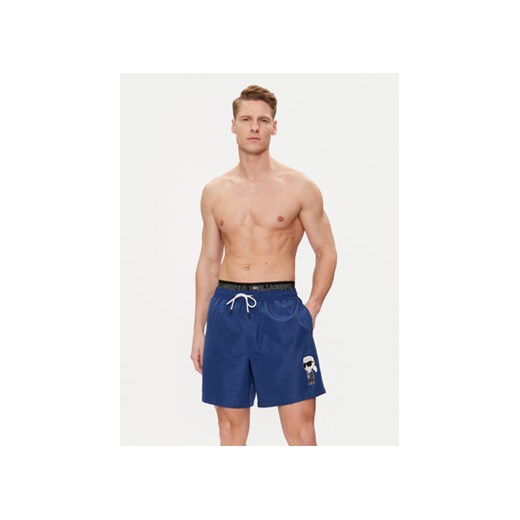 KARL LAGERFELD Szorty plażowe 235M2213 Granatowy Regular Fit Karl Lagerfeld M MODIVO
