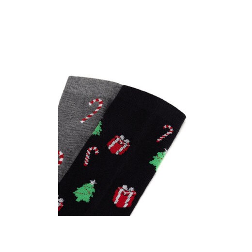 Lasocki Zestaw 2 par wysokich skarpet męskich 2MB-001-AW24 (2-pack) Szary Lasocki 39_42 MODIVO