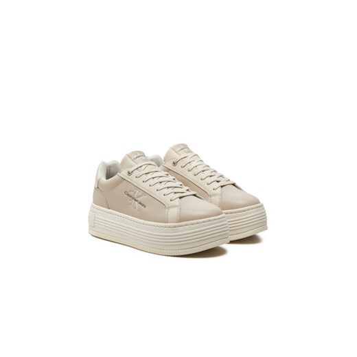 Calvin Klein Jeans Sneakersy Bold Platf Low Lace Lth Ml Mtl YW0YW01516 Beżowy 39 MODIVO