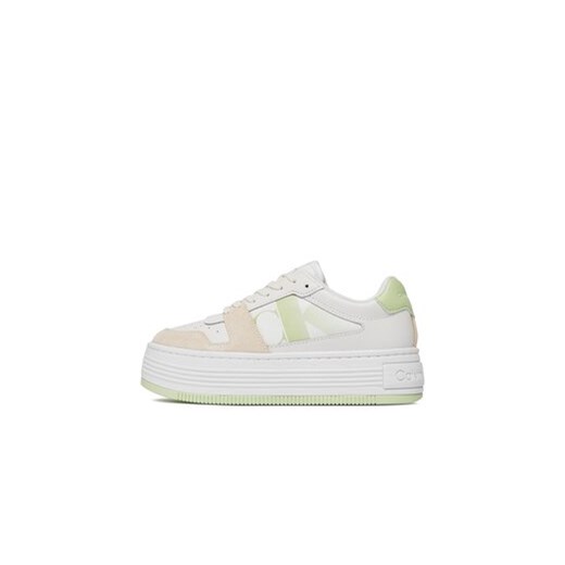 Calvin Klein Jeans Sneakersy Bold Flatf Low Lace Mix Nbs Sat YW0YW01308 Biały 39 MODIVO