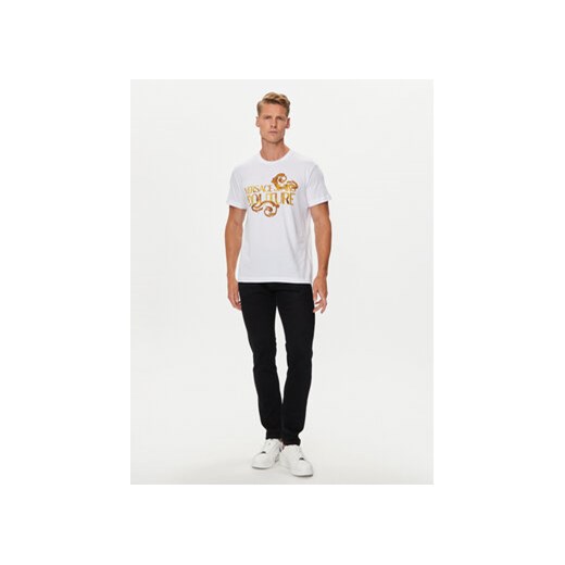 Versace Jeans Couture T-Shirt 76GAHG00 Biały Regular Fit M MODIVO