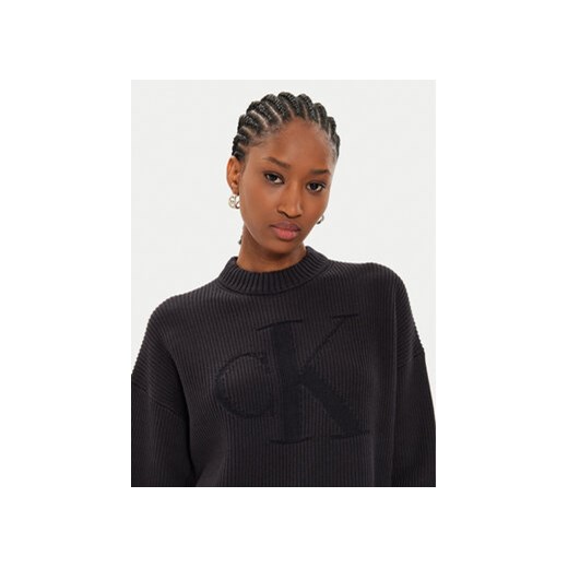 Calvin Klein Jeans Sweter Logo Intarsia J20J223615 Czarny Relaxed Fit M MODIVO