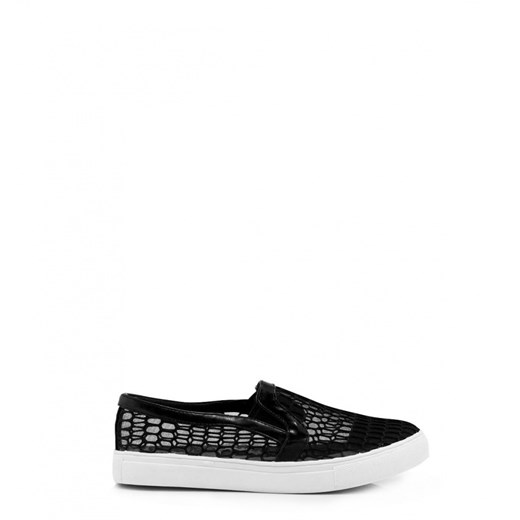 Czarne Slip On Black Slip On June born2be-pl czarny skóra