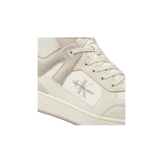 Calvin Klein Jeans Sneakersy Basket Cup Mid Laceup Lth Ml Mtr YM0YM00995 Beżowy 43 MODIVO