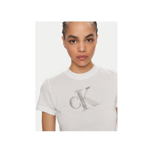 Calvin Klein Jeans T-Shirt Meta Baby J20J223165 Biały Regular Fit M MODIVO