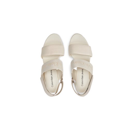Calvin Klein Jeans Sandały Wedge Sandal Webbing In Mtl YW0YW01479 Écru 40 MODIVO