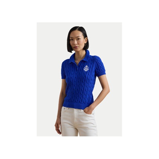 LAUREN RALPH LAUREN Polo 200957581002 Niebieski Slim Fit ze sklepu MODIVO w kategorii Bluzki damskie - zdjęcie 176828092