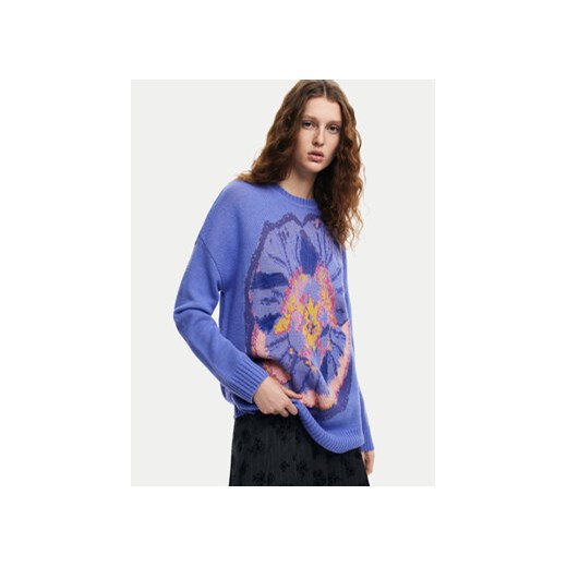 Desigual Sweter Pensee Lacroix 24WWJF52 Fioletowy Regular Fit Desigual L MODIVO