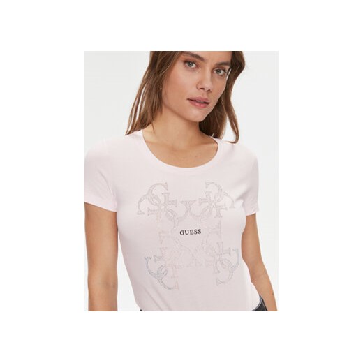 Guess T-Shirt W4RI35 J1314 Różowy Slim Fit Guess XS MODIVO