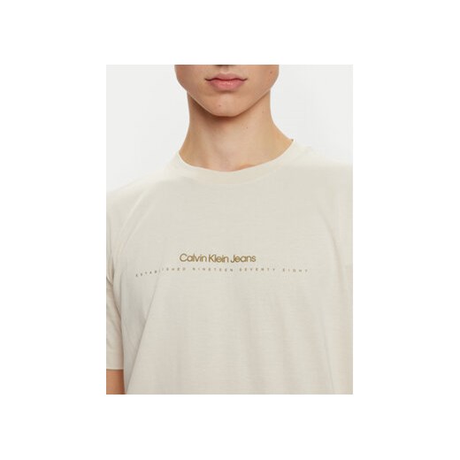 Calvin Klein Jeans T-Shirt Minimal Logo J30J327075 Beżowy Regular Fit XL MODIVO