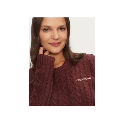 Guess Jeans Sweter W4BR13 Z3HN2 Bordowy Regular Fit S MODIVO