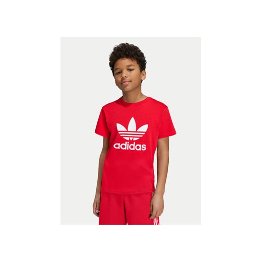 adidas T-Shirt adicolor Trefoil IY7423 Czerwony Regular Fit ze sklepu MODIVO w kategorii T-shirty chłopięce - zdjęcie 176940790