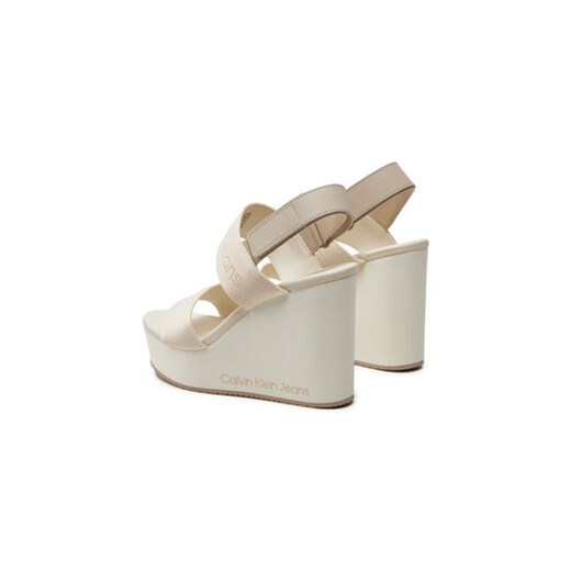 Calvin Klein Jeans Sandały Wedge Sandal Webbing In Mtl YW0YW01479 Écru 41 MODIVO