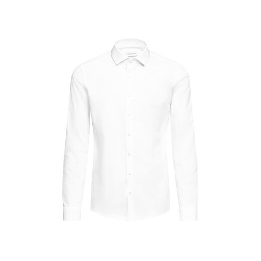 Calvin Klein Koszula 2ply Poplin Stretch Slim Shirt K10K103025 Biały Slim Fit Calvin Klein 44 MODIVO